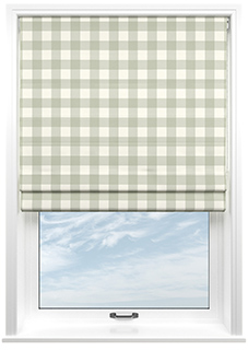 Gingham, Bud Green - Twist&Fit Roman Blind